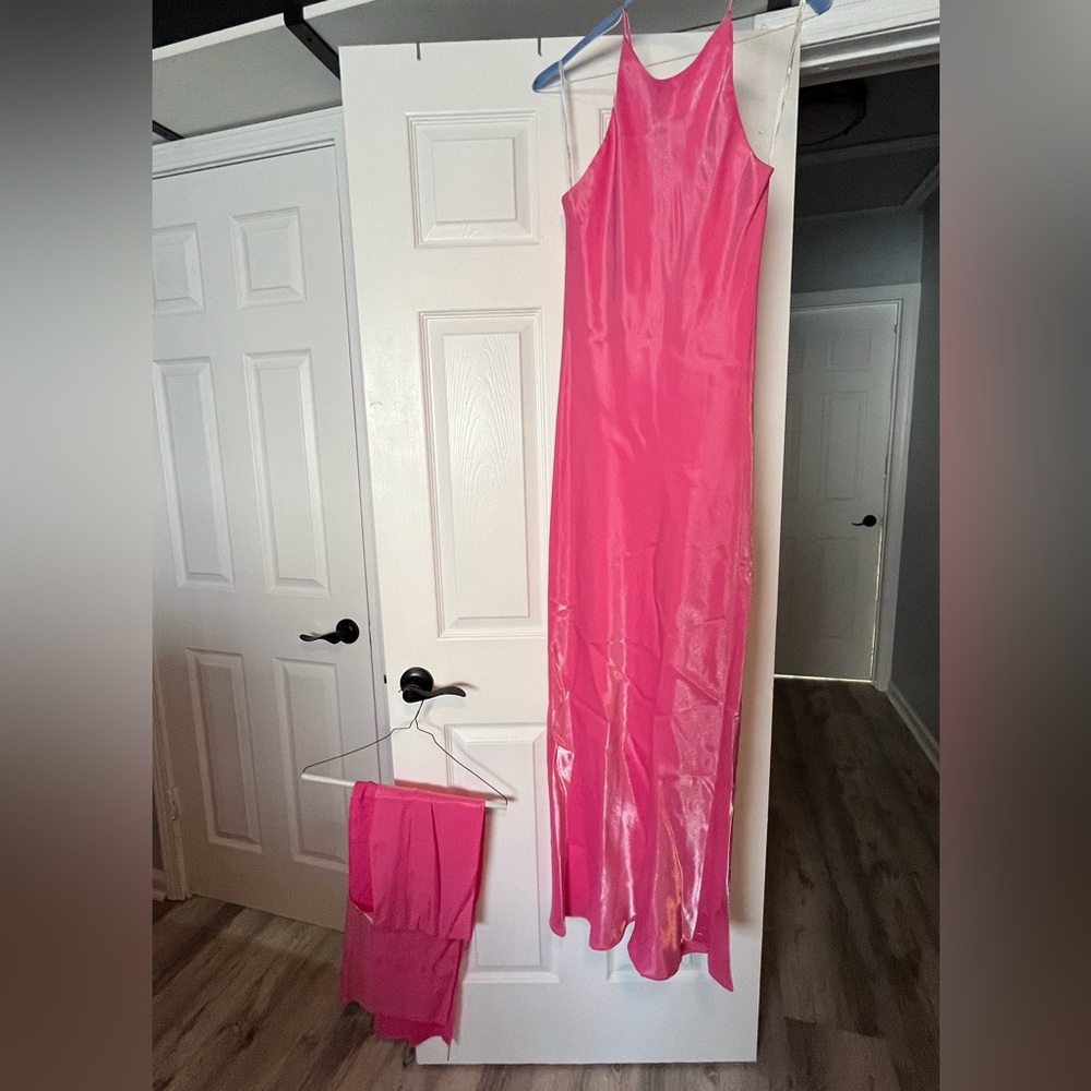 Barbie pink gown w/matching shaw.